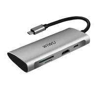 Адаптер Wiwu Alpha 731HP 3*USB, HDMI 4K, Type c, SD, micro SD Gray