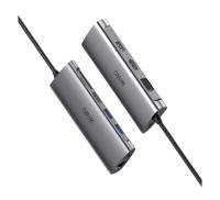 Адаптер Wiwu A11312H USB3.0*3+SD+TF+HDMI*2+VGA+RJ45+PD+3.5 Gray