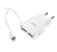 Сетевое зарядное устройство Hoco C59A Mega joy double port charger for Lightning(EU) 2USB 2.1A White