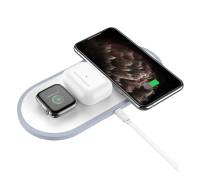 Беспроводное зарядное устройство Hoco CW24 3в1, быстрая зарядка Apple Watch, AirPods White