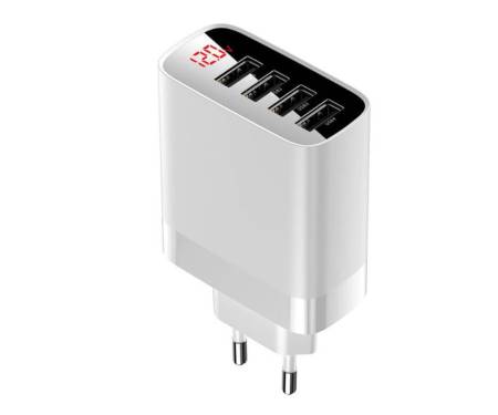 Сетевое зарядное устройство Baseus Mirror Lake Digital Display Travel Charger 30W 4USB White (CCJMHB-B02)