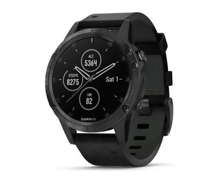Спортивные часы Garmin Fenix 5 Plus Sapphire Black with Black Leather Band (010-01988-06)