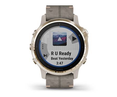 Спортивные часы Garmin Fenix 6S Sapphire Light Gold with Shale Gray Leather Band (010-02159-8P)