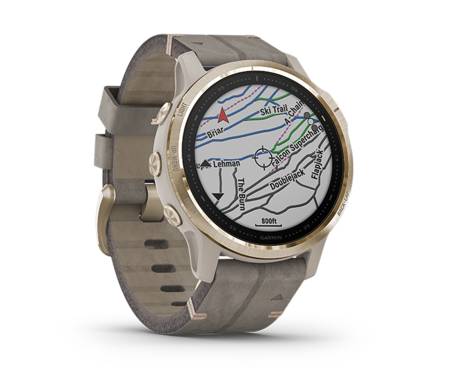 Спортивные часы Garmin Fenix 6S Sapphire Light Gold with Shale Gray Leather Band (010-02159-8P)