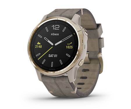 Спортивные часы Garmin Fenix 6S Sapphire Light Gold with Shale Gray Leather Band (010-02159-8P)