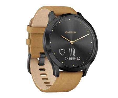 Смарт-часы Garmin Vivomove HR Premium Onyx Black with Tan Suede Band One-Size (010-01850-00)