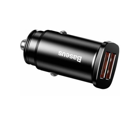 Автомобильное зарядное устройство Baseus USB Car Charger Square Metal Quick Charger 3.0 2xUSB 30W Black (CCALL-DS01)