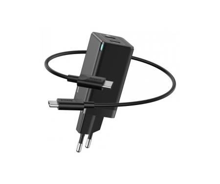 Сетевое зарядное устройство Baseus GaN2 Q.Charger C+C 45W With Mini Cable Black (CCGAN-M01)