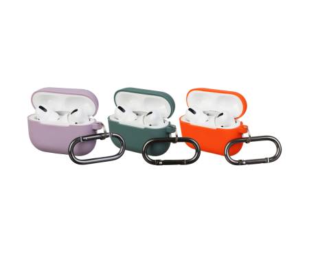 Чехлы для Airpods Pro Silicon with hook 3 шт. (Lilac, Orange, PineNeedleGreen)
