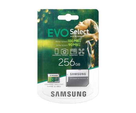 Карта памяти Samsung EVO Select microSDXC UHS-I U3 256Gb + SD-adapter (MB-ME256HA)