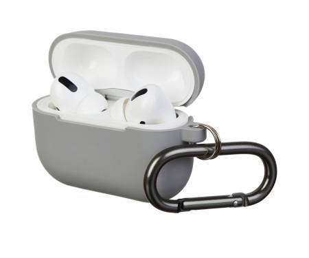 Чехол для Airpods Pro Silicon with hook Light Grey