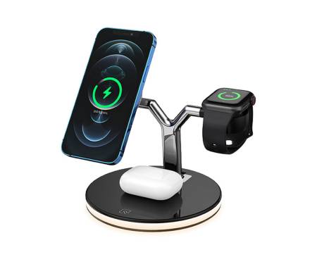 Беспроводная зарядная станция MagSafe iLoungeMax Magnetic Wireless Charger 3 in 1 Black (AMZTCC08)