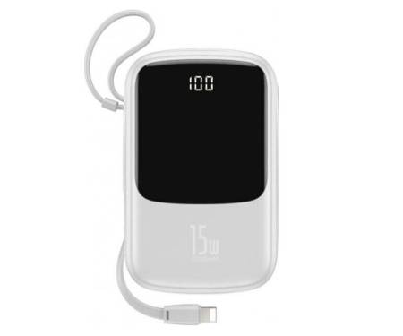 Power Bank Baseus Q pow Digital Display 3A 10000mAh (With IP Cable) White (PPQD-B02)