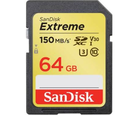 Карта памяти SANDISK 64GB SDXC class 10 UHS-I Extreme (SDSDXV6-064G-GNCIN)