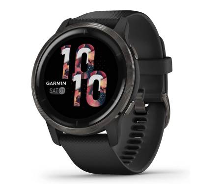 Смарт-годинник Garmin Venu 2 Slate Stainless Steel Bezel with Black Case and Silicone Band (010-02430-01)