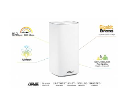 Маршрутизатор ASUS ZenWiFi mini CD6 2PK AC1500 3xGE LAN 1xGE WAN MESH (CD6-2PK)