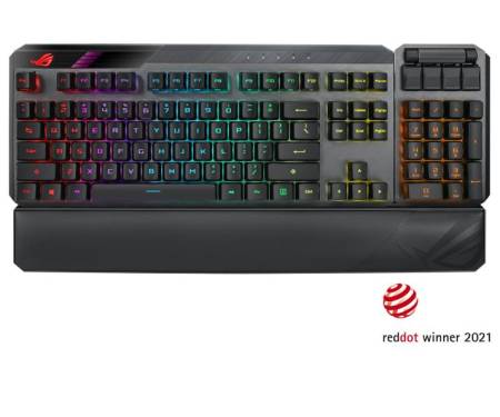 ASUS Клавіатура ігрова ROG CLAYMORE II Red Switch WL/BT/USB RU RGB, Black
