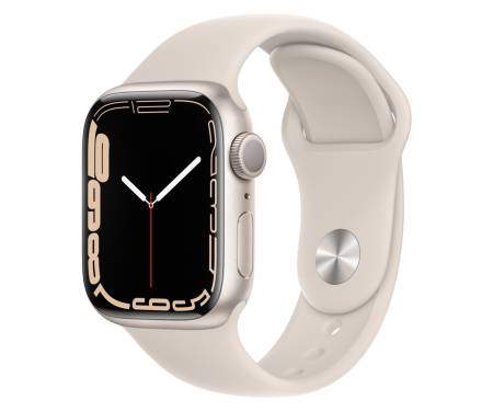 Apple Watch Series 7 GPS 45mm Starlight Aluminum Case With Starlight Sport Band (MKN63)