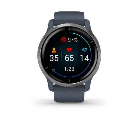 Смарт-часы Garmin Venu 2 Silver Stainless Steel Bezel with Granite Blue Case and Silicone Band (010-02430-00)