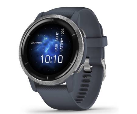 Смарт-часы Garmin Venu 2 Silver Stainless Steel Bezel with Granite Blue Case and Silicone Band (010-02430-00)