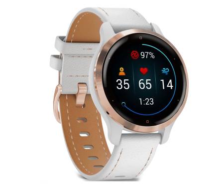 Смарт-часы Garmin Venu 2S Rose Gold with White Leather Band (010-02429-23)