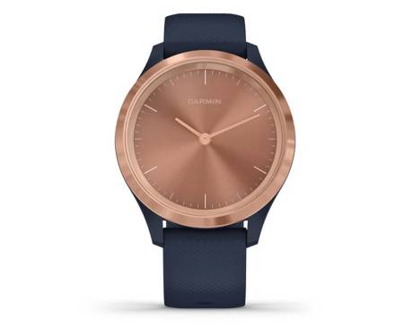 Garmin Vivomove 3s Rose Gold Stainless Steel Bezel w. Navy and Silicone B. (010-02238-03)