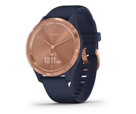 Garmin Vivomove 3s Rose Gold Stainless Steel Bezel w. Navy and Silicone B. (010-02238-03)