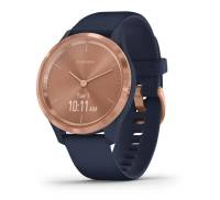 Garmin Vivomove 3s Rose Gold Stainless Steel Bezel w. Navy and Silicone B. (010-02238-03)