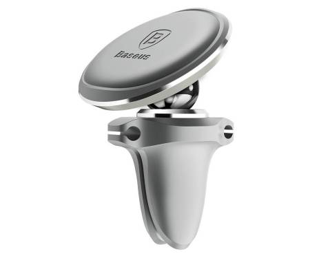 Автомобильный держатель для смартфона Baseus Car Holder Magnetic Air Vent Mount Holder with cable clip Silver (SUGX-A0S)