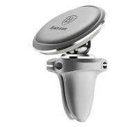 Автомобильный держатель для смартфона Baseus Car Holder Magnetic Air Vent Mount Holder with cable clip Silver (SUGX-A0S)