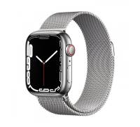 Apple Watch Series 7 GPS + Cellular 45mm Silver Stainless Steel Case with Silver Milanese Loop (MKJE3)