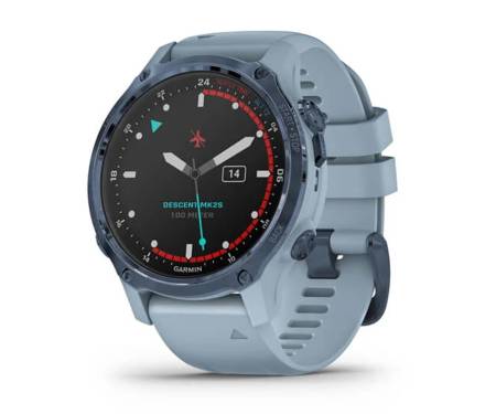 Спортивные часы Garmin Descent Mk2S Mineral Blue with Sea Foam Silicone Band (010-02403-07)