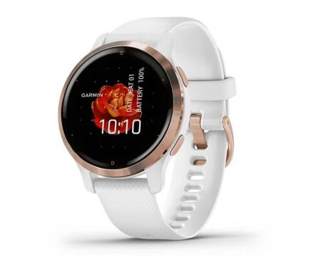 Garmin Venu 2S Rose Gold Bezel with White Case and Silicone Band (010-02429-13)