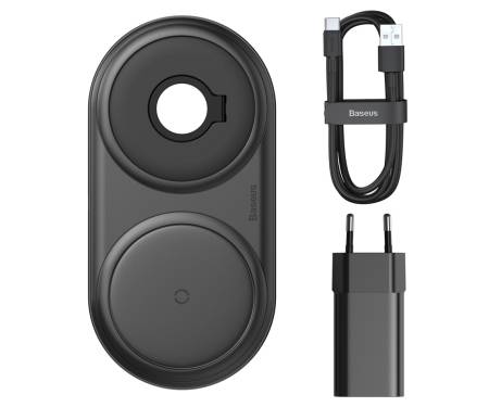 Бездротовий зарядний пристрій Baseus Planet 2in1 Black (WXPL-B01)
