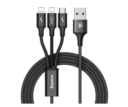 Кабель Baseus USB Cable to 2xLightning/microUSB Rapid 1.2m Black (CAMLL-SU01)