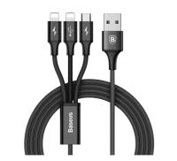 Кабель Baseus USB Cable to 2xLightning/microUSB Rapid 1.2m Black (CAMLL-SU01)