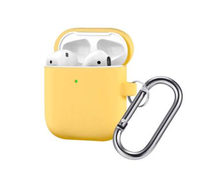 Чехол для Airpods 2 Case Protection с карабином Canary Yellow