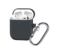 Чехол для Airpods 2 Case Protection с карабином Dark Grey