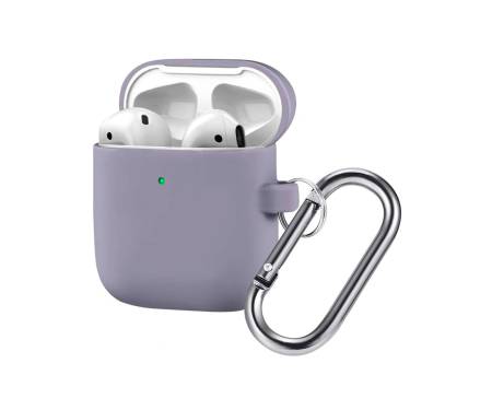 Чехол для Airpods 2 Case Protection с карабином Lavender Gray