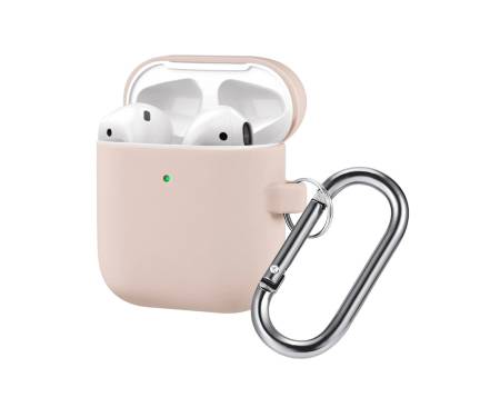 Чехол для Airpods 2 Case Protection с карабином Pink Sand
