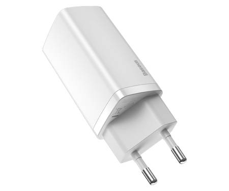 Сетевое зарядное устройство Baseus GaN2 Lite Quick Charger C+C 65W EU White (CCGAN2L-E02)