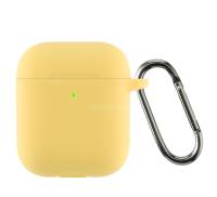 Чехол для Airpods 2 Ultrathin Silicon с карабином Yellow