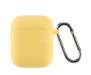 Чехол для Airpods 2 Ultrathin Silicon с карабином Yellow 1