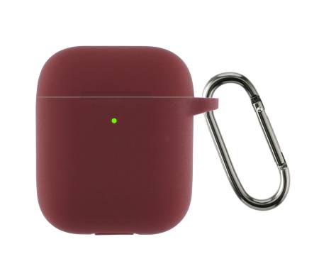 Чехол для Airpods 2 Ultrathin Silicon с карабином Burgundy