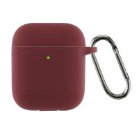 Чехол для Airpods 2 Ultrathin Silicon с карабином Burgundy