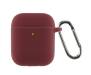 Чехол для Airpods 2 Ultrathin Silicon с карабином Burgundy