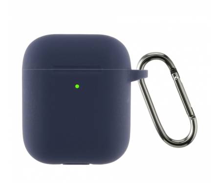 Чехол для Airpods 2 Ultrathin Silicon с карабином Dark Blue