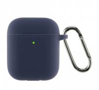 Чехол для Airpods 2 Ultrathin Silicon с карабином Dark Blue