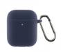 Чехол для Airpods 2 Ultrathin Silicon с карабином Dark Blue