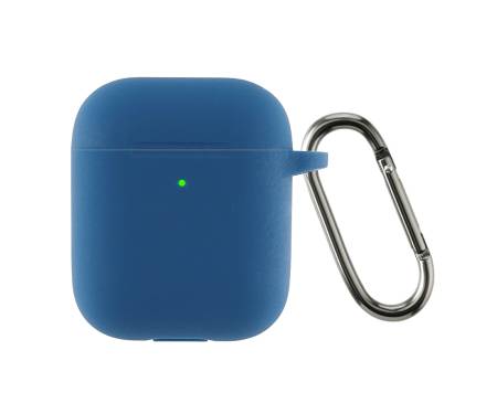 Чехол для Airpods 2 Ultrathin Silicon с карабином Lake Blue